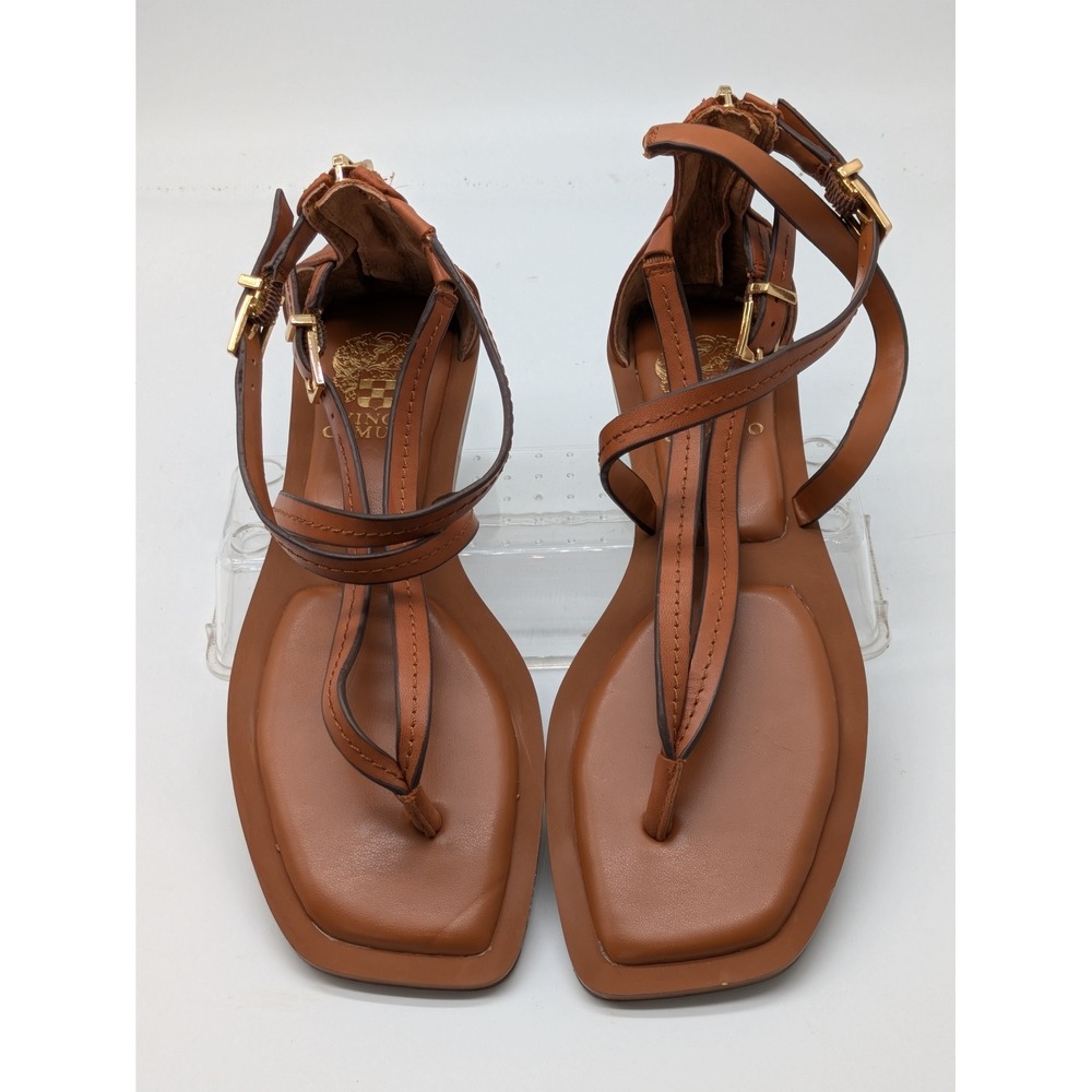 Vince Camuto Womens 6.5 Brown Leather Gladiator Sandals Strappy Back Zip
